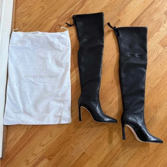Stuart Weitzman Sexy Natalia Thigh High Length Stretch Leather Boots - Picture 5 of 10